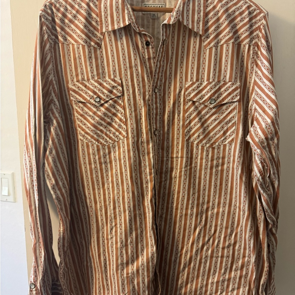 Tecovas Brown and Cream Striped Shirt